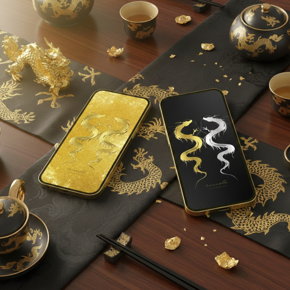 おしゃれカッコいい昇り双龍の待ち受け画像