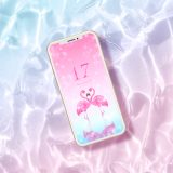 ハートフル・フラミンゴ＋数字17待ち受け画像