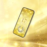 黄金のダイヤ蹄鉄（イエローゴールド）＋数字17待ち受け画像