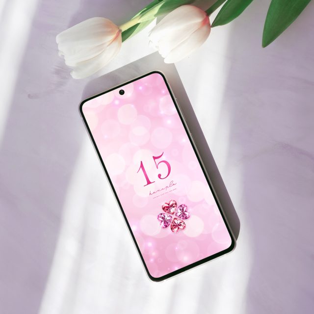 【四つ葉ジュエリーのピンク】💖幸運を呼ぶPINKの輝き💎✨願いを叶える四つ葉クローバーのスマホ壁紙🍀