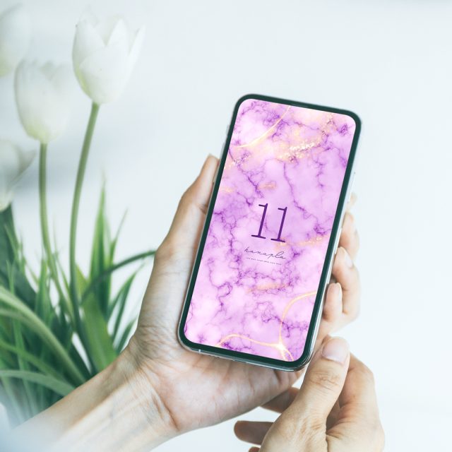 【美の極みアメジストパープル大理石＋数字11】💜金色の煌めきが幸福を呼ぶ✨高級感あふれる大人女性の開運スマホ壁紙💎
