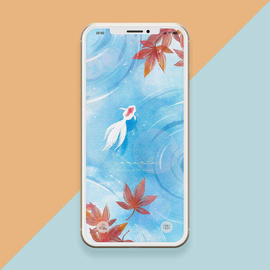 宝くじ運アップ水の中を泳ぐ1匹の白い金魚の待ち受け画像