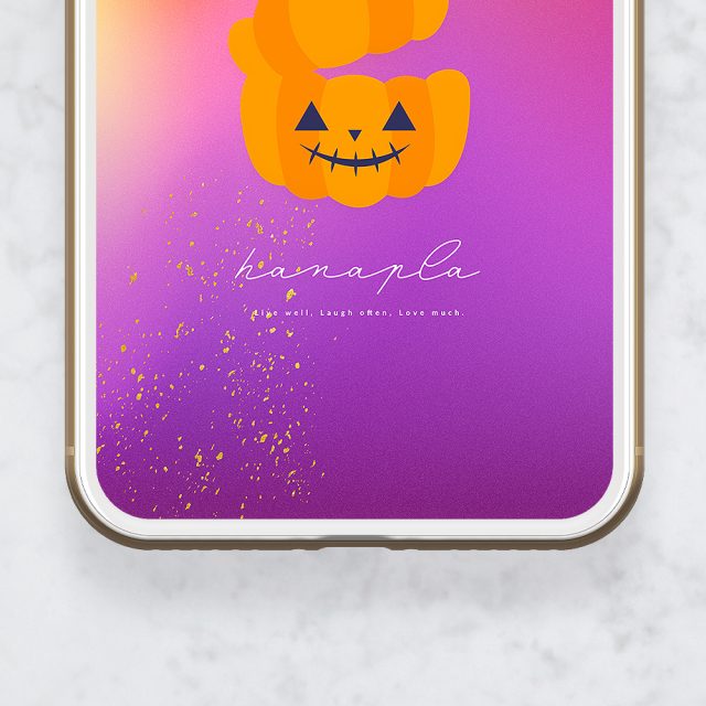 【オレンジパープルのかぼちゃランタン】金ラメ輝くハロウィンカラー！ジャック・オー・ランタンのスマホ壁紙