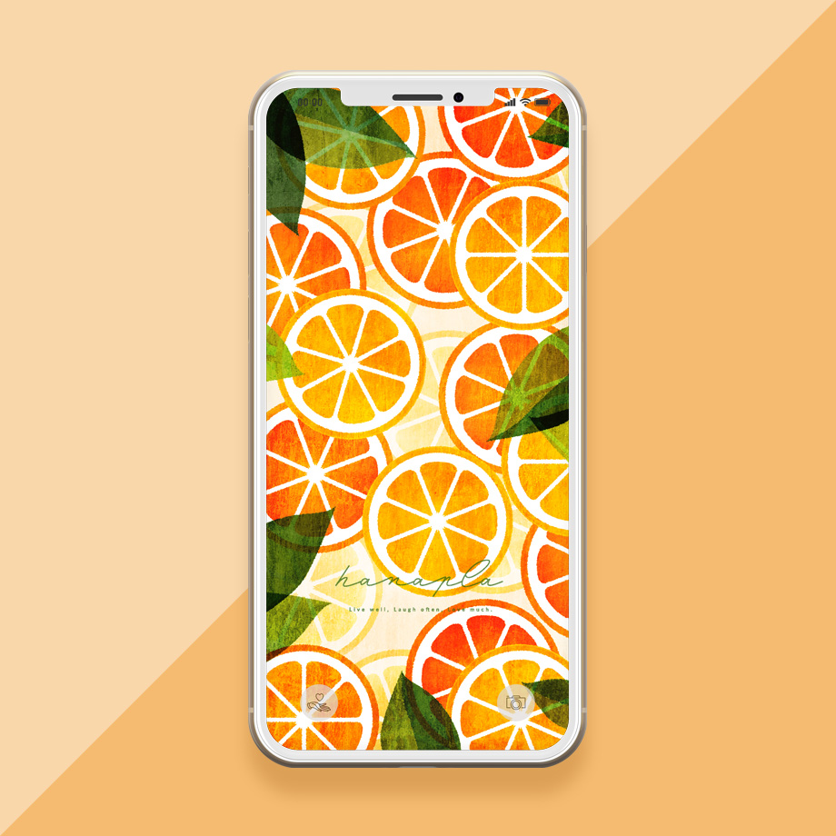 【心に温かさと活力を】ほっこりオレンジのポジティブ効果！フルーツ柄オレンジのイラスト待ち受け画像（スマホ壁紙）