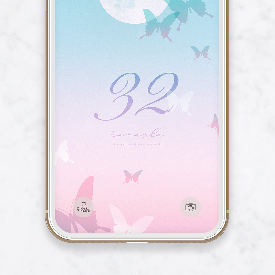 【2023開運】幸運を引き寄せる！綺麗な満月と蝶の数字32のスマホ壁紙