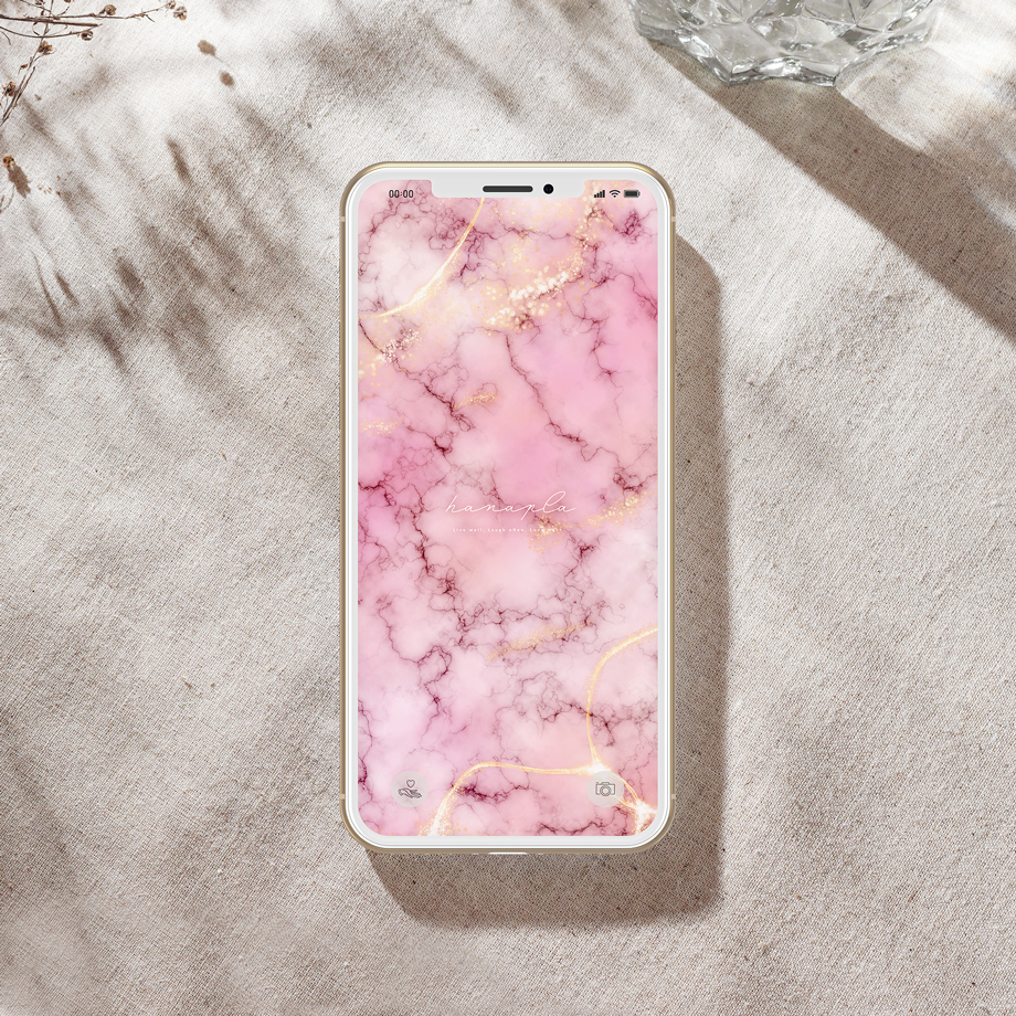 【美の極み】金が煌めく！ピンク大理石ゴールドラメのスマホ壁紙
