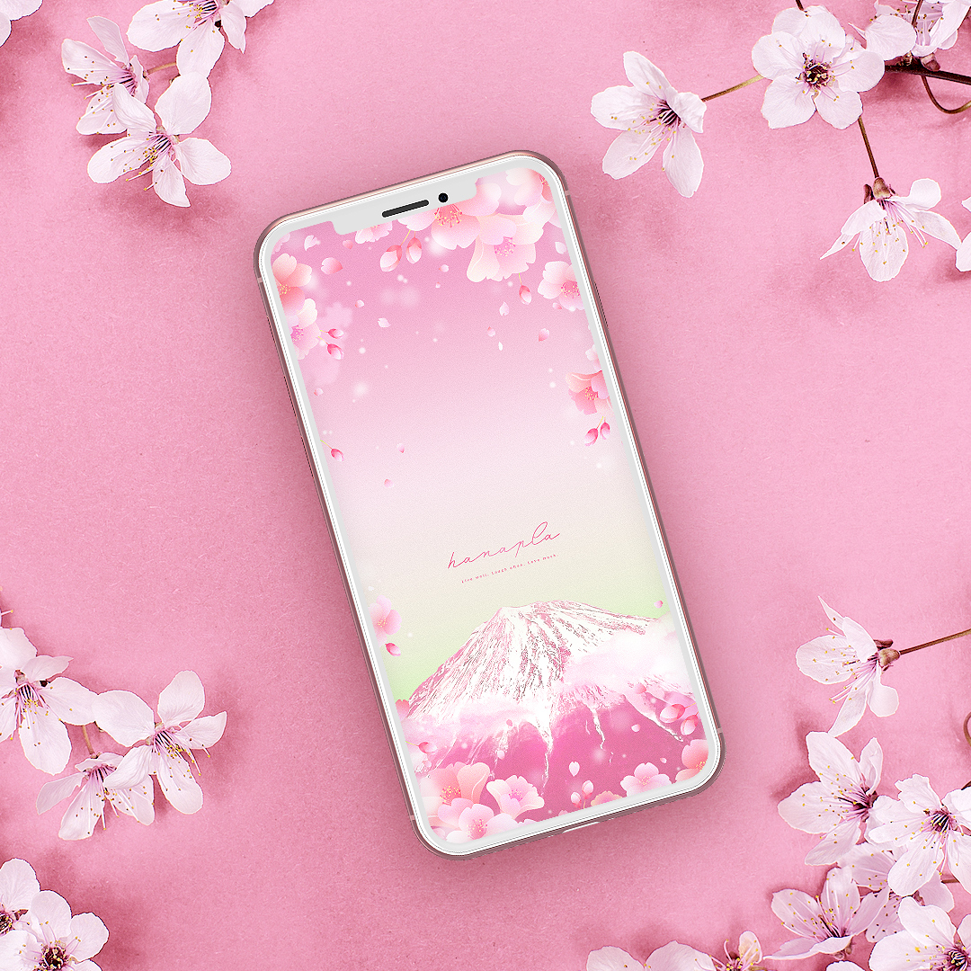 【最強美の桜花爛漫富士】日本の花と山で心を癒す！美桜が包む富士山のスマホ壁紙