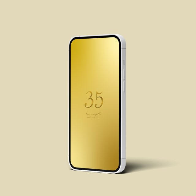  【超強力金運UP】まるで金の延べ棒！シンプルな黄金グラデーションと数字35のスマホ壁紙