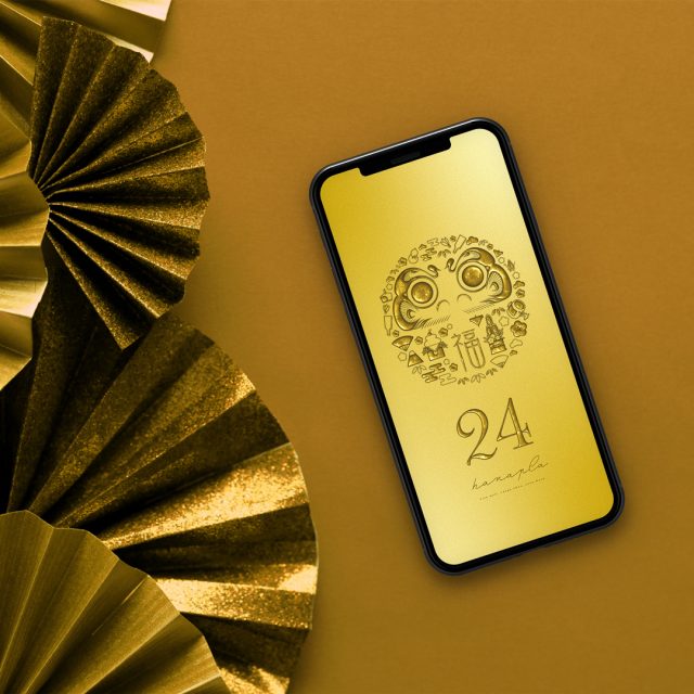 【最強金運御守！黄金だるま縁起大集結＋数字24】✨富士山・門松・鏡餅・小槌・扇など福モチーフを詰め込んだ最強スマホ壁紙🌸