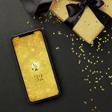 【無敵の輝き大粒イエローダイヤ＋数字32】✨金運・魅力・幸運を引き寄せる💎黄金のヘキサゴンが光り輝くスマホ壁紙🌟