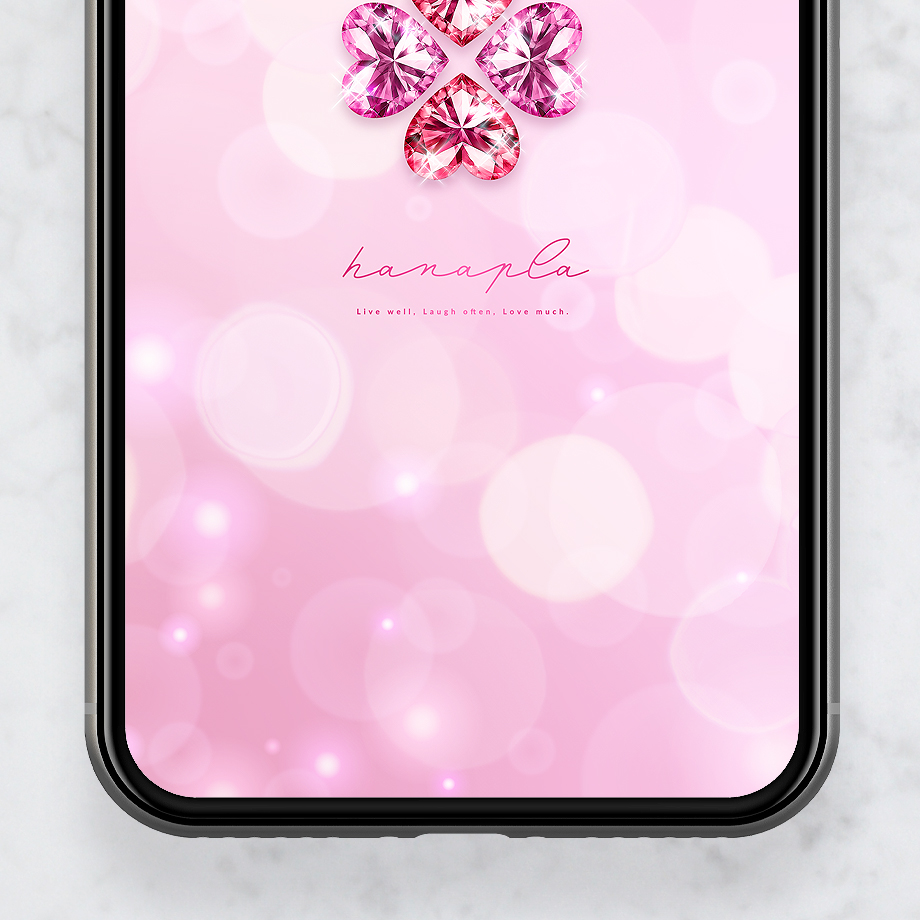 【四つ葉ジュエリーのピンク】💖幸運を呼ぶPINKの輝き💎✨願いを叶える四つ葉クローバーのスマホ壁紙🍀