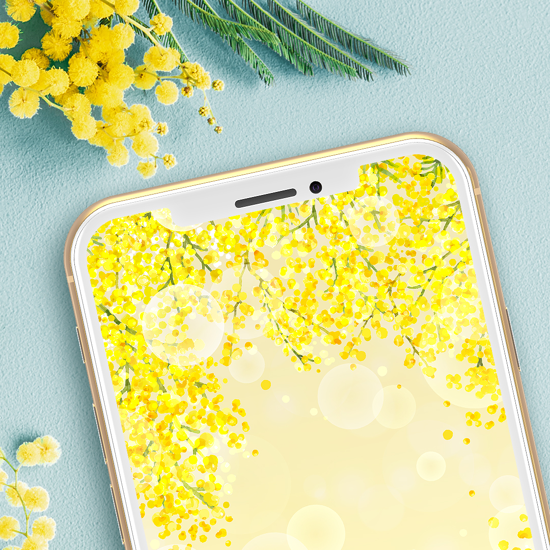 【幸運を呼ぶミモザイエロー】心と運気に光を灯す🍀きらめく幸せのスマホ壁紙✨