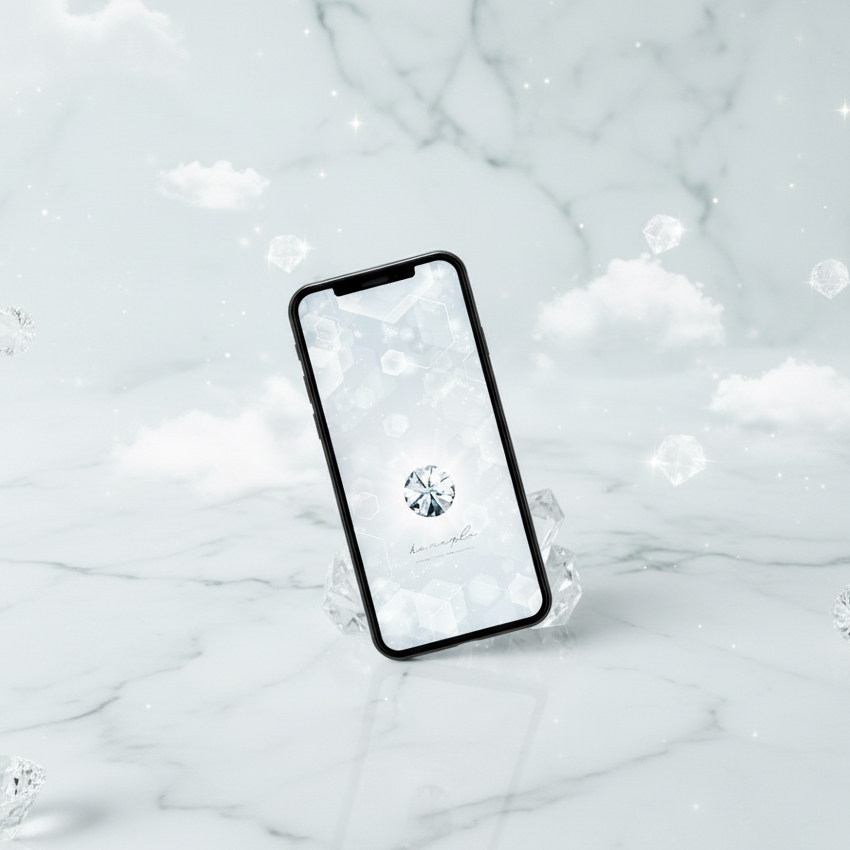 【幸運の輝き大粒ホワイトダイヤ】透明感あふれる六角の光✨浄化と幸運を呼ぶ癒しのスマホ待ち受け💎