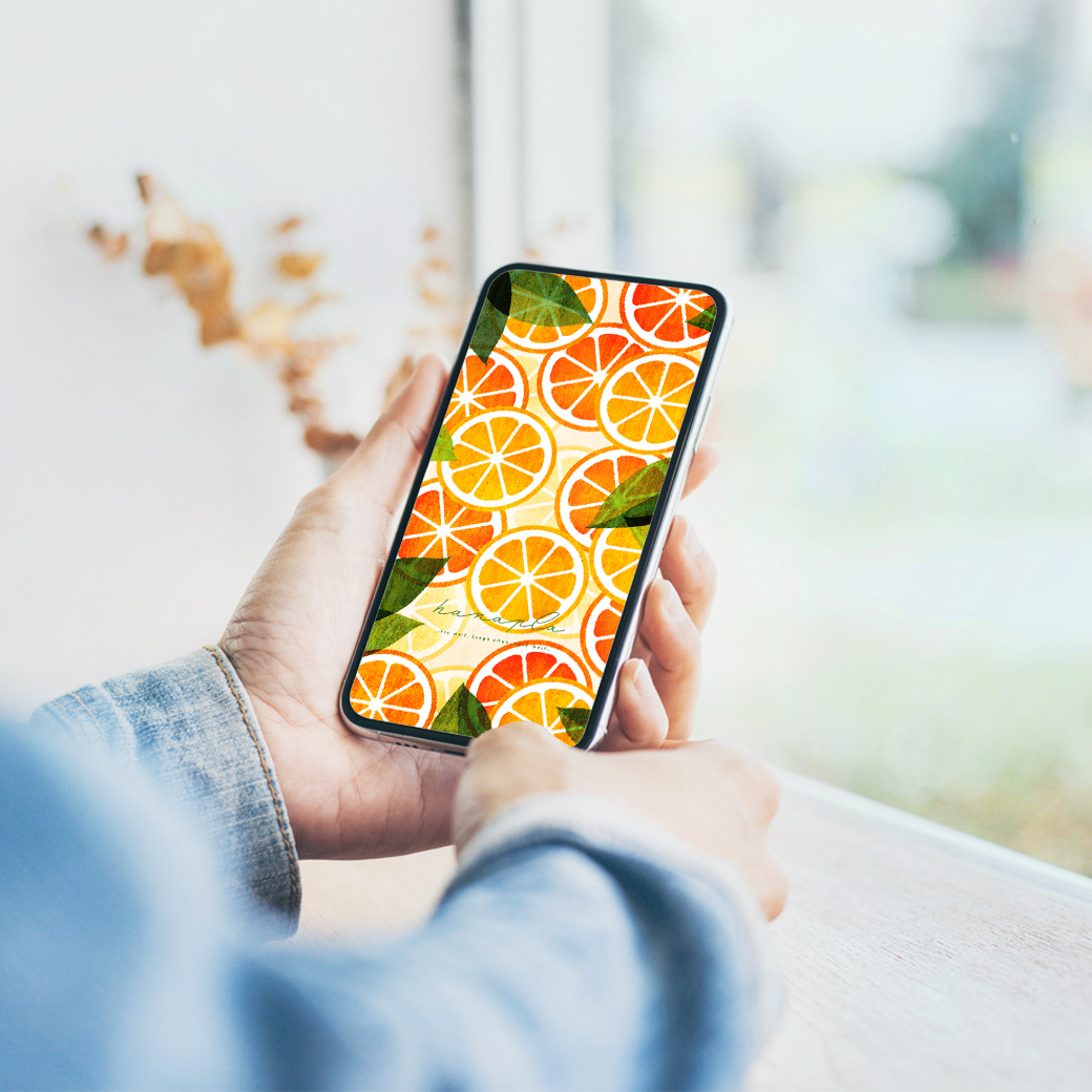 【フルーツリングの果実オレンジ】🍊ビタミンカラーで元気チャージ✨爽やかな毎日を彩るスマホ待ち受け画像🌿