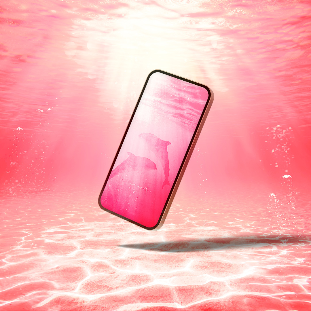 【ピンクイルカの恋愛海中ヒーリング】ときめきと愛を引き寄せる🐬💗優しさあふれるスマホ壁紙✨