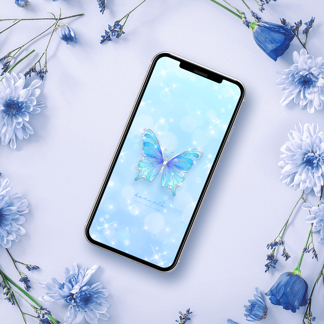 【キラキラ舞う💙ブルーアゲハ】幸運を運ぶ宝石蝶🦋輝く水色グラデが心を浄化するスマホ待ち受け✨
