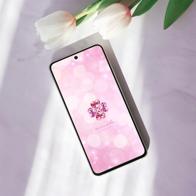 【四つ葉ジュエリーのピンク】💖幸運を呼ぶPINKの輝き💎✨願いを叶える四つ葉クローバーのスマホ壁紙🍀