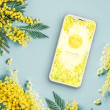 【幸運を呼ぶミモザとイエロームーン】満月の光で運気をチャージ🌕輝きを呼び込むスマホ壁紙✨