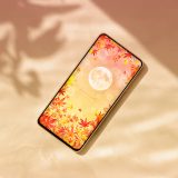 【紅葉ほっこりオータムムーン】🍁癒やしの満月が照らす秋空🌕幸運を引き寄せるスマホ壁紙💫