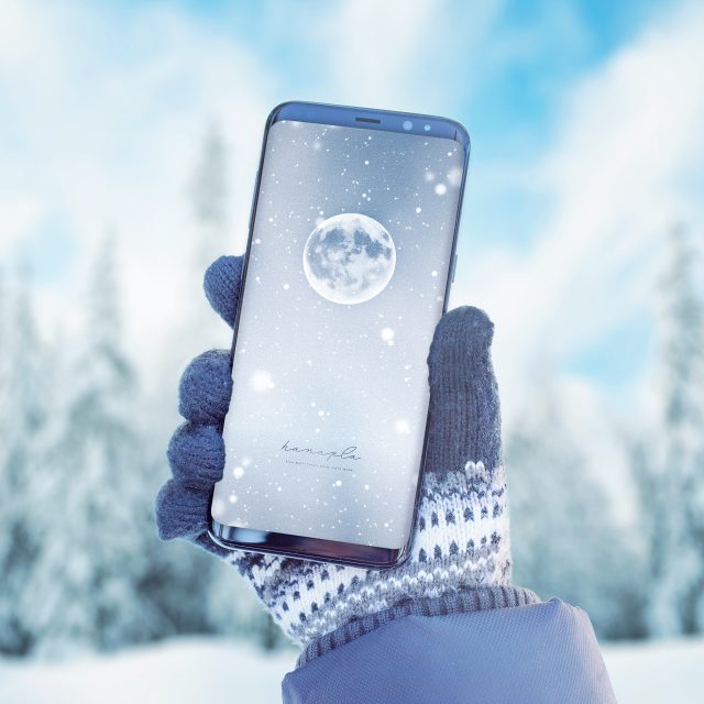 【銀世界に輝く宝石スノームーン】❄️雪舞う夜に心癒す、白の浄化エネルギー満ちるスマホ待ち受け画像🌕✨