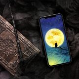 【守り神フクロウと黄金満月】願いを見守る夜空の守護🌟幸運と癒しを招く神秘のスマホ待ち受け画像✨🦉🌕