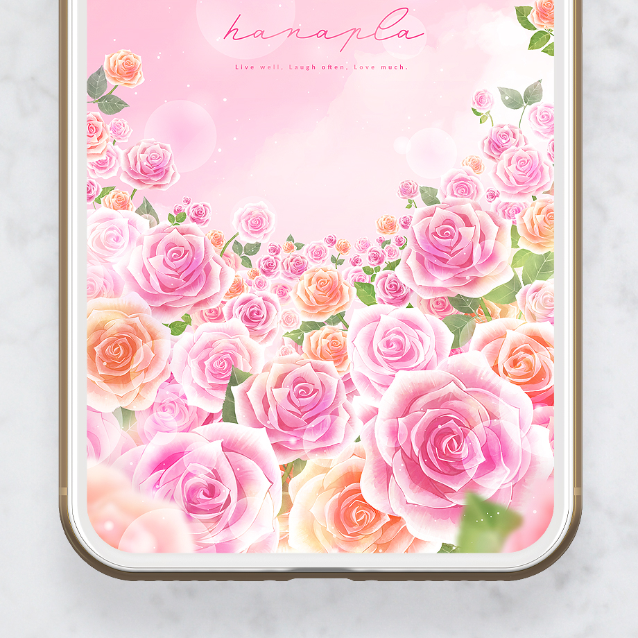 【夢見るバラ園💐ピンクとオレンジの幸福花畑】ふんわり光に包まれて✨スマホを開くたび心ときめく待ち受け💖