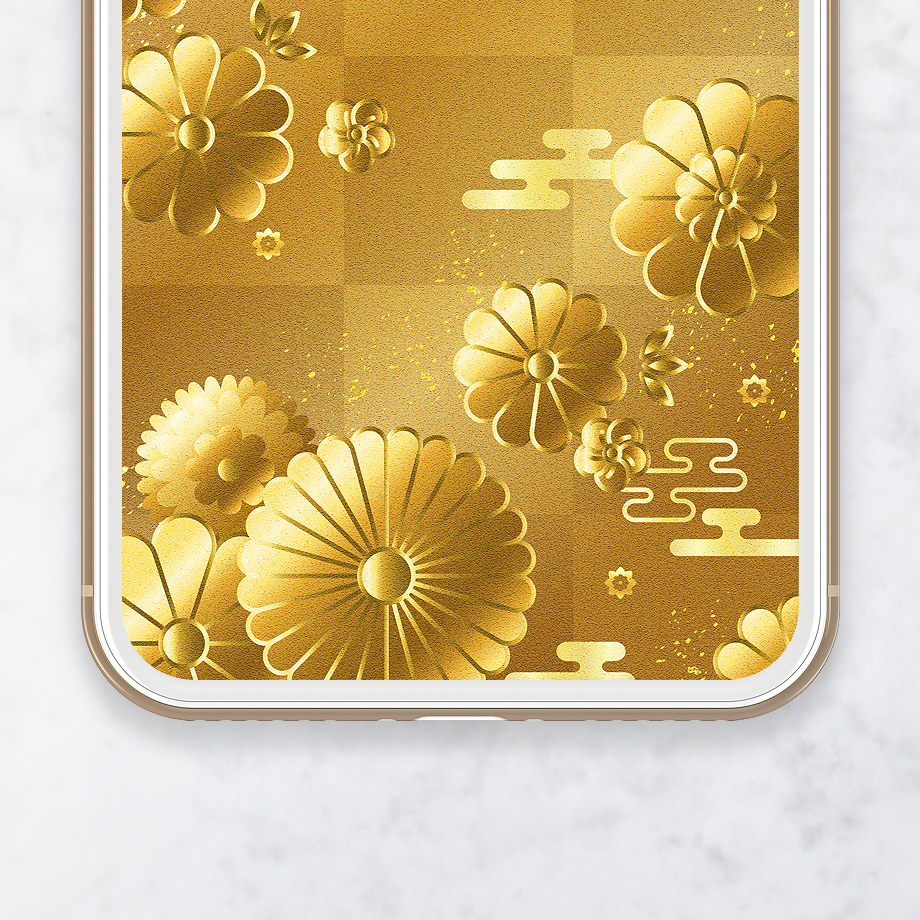 【黄金色の開運和柄】すべてが金箔の最強開運🌟菊梅と伝統美が煌めく✨金運・幸運を引き寄せる和柄スマホ待ち受け💖