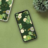 【抹茶色の開運和柄】金箔きらめく菊梅の華🌸伝統美と上品さが満ちる✨心と運を整える和柄待ち受け💫