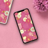 【紅梅色の開運和柄】金箔が華やぐ菊梅文様🌸恋も運も咲き誇る✨幸せを引き寄せる和柄スマホ壁紙💖