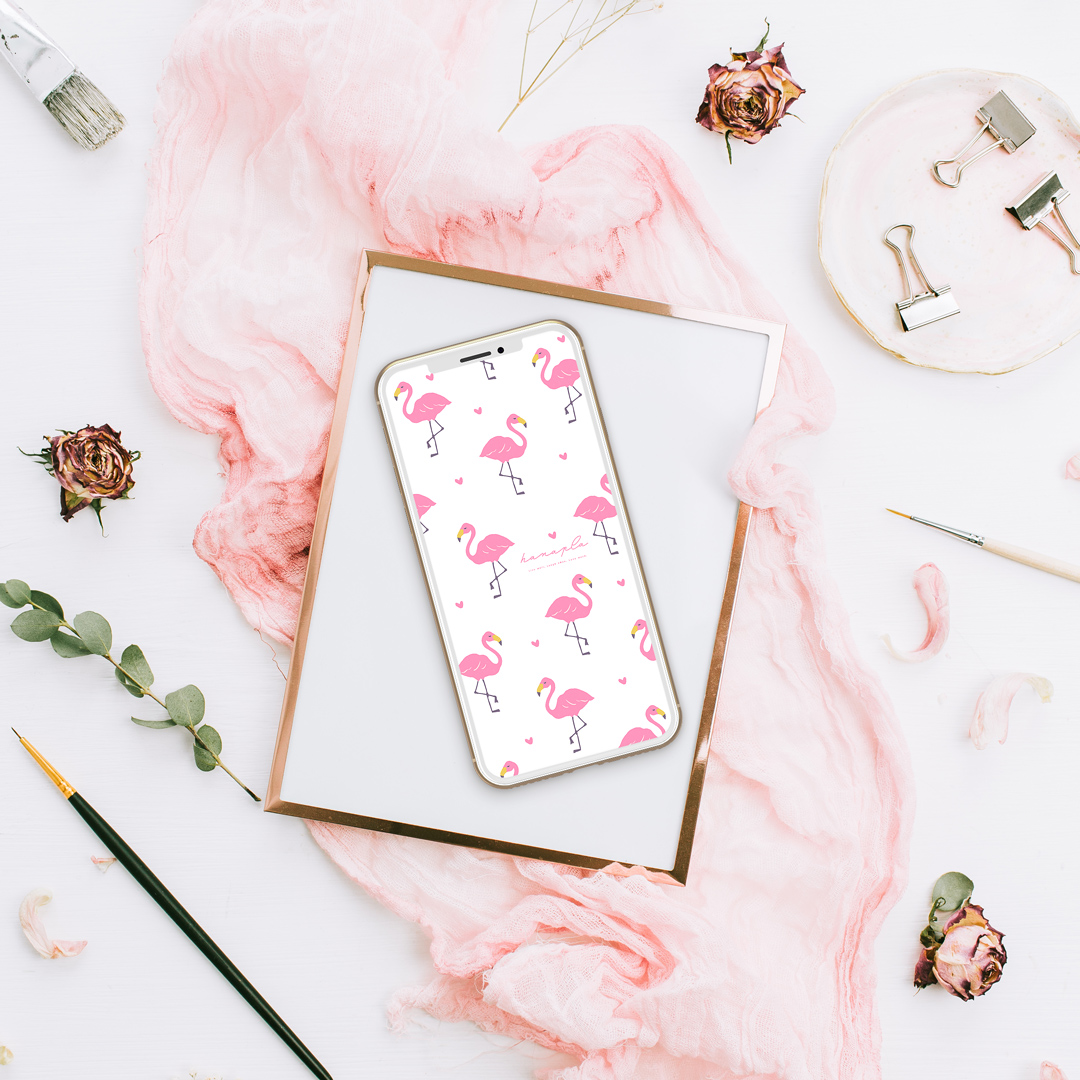 【ピンクとハートとフラミンゴ】恋愛運を高める🦩可愛さ満点の恋のお守りスマホ壁紙💗