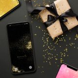 【ゴールデンブラック・グリッター】✨黒×金で金運上昇⤴開運を引き寄せる風水の待ち受けスマホ壁紙🌙