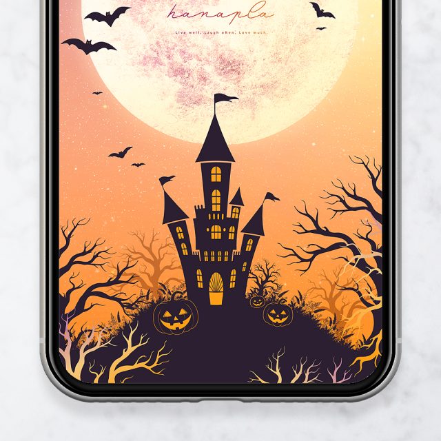 【満月のハロウィンナイト🎃🦇】魔法の夜空に願いを込めて✨幻想的な城と満月が導く、幸運のスマホ壁紙🌕
