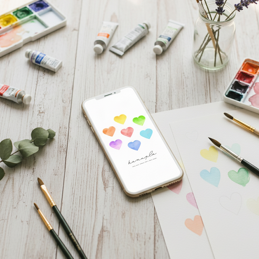 【レインボー水彩ハート】七色の願いを込めて💖幸運を引き寄せる、心ときめく開運待ち受け画像✨