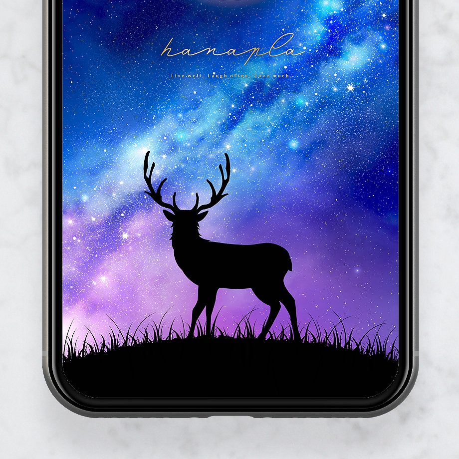 【満天の星空とバックムーン】願いを運ぶ天の川と神聖な鹿🦌心に癒しと幸運をもたらす開運スマホ壁紙✨