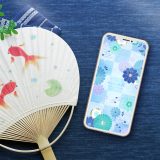 【瑠璃色の開運和柄】✨浴衣のように涼やかな菊と梅が舞う幸せスマホ壁紙🌸心華やぐ金彩の輝きで毎日に福を