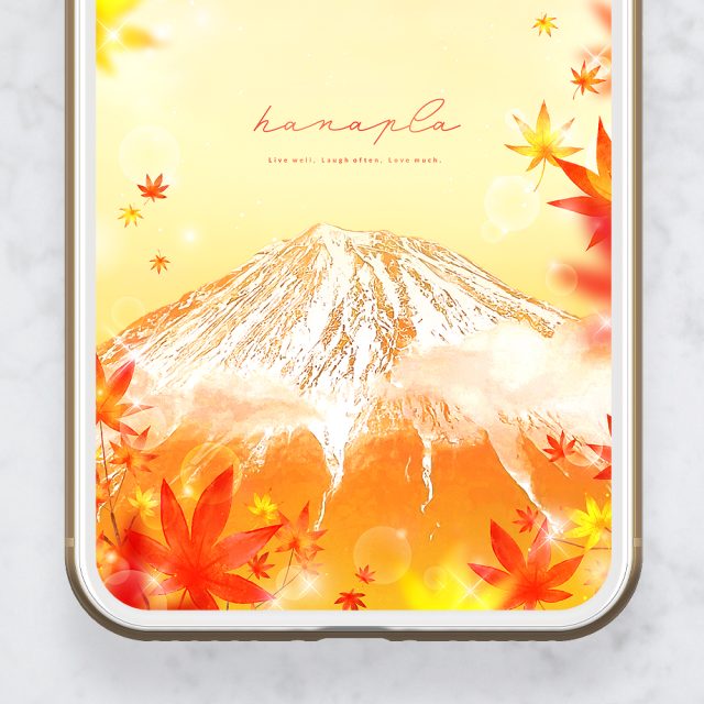 【秋最強美の紅葉爛漫富士】🍁オレンジ空に輝く幻想の富士山✨幸福と開運を呼び込む華やかスマホ壁紙
