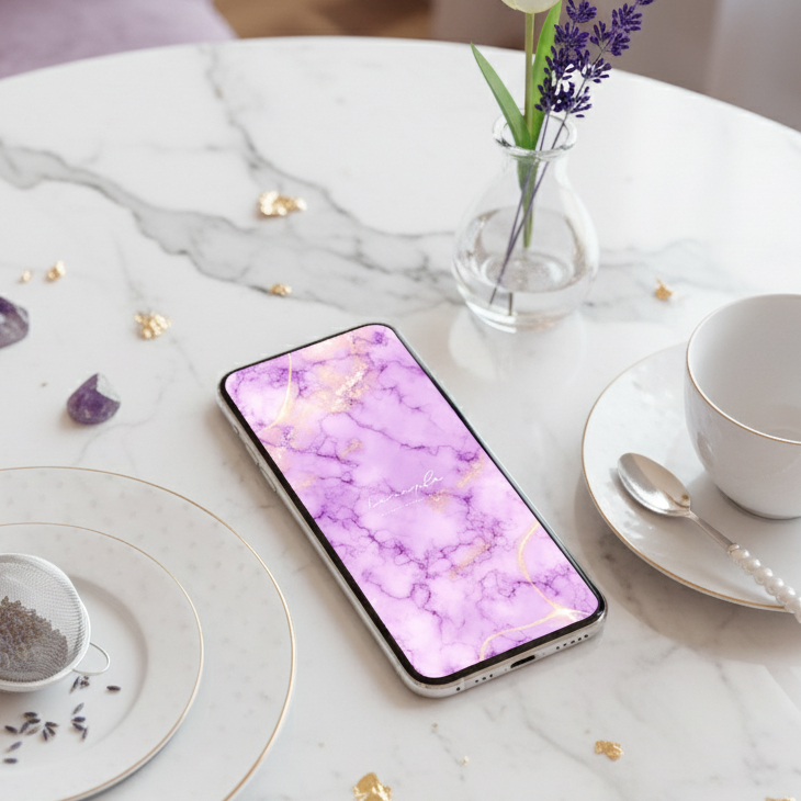 【美の極みアメジストパープル大理石】💜金色の煌めきが幸福を呼ぶ✨高級感あふれる大人女性の開運スマホ壁紙💎