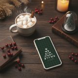 【緑の癒しと幸運オーナメントツリー】🎄💚落ち着いたチェック柄に白い輝き✨愛と調和を結び幸福を運ぶ開運スマホ待ち受け💫