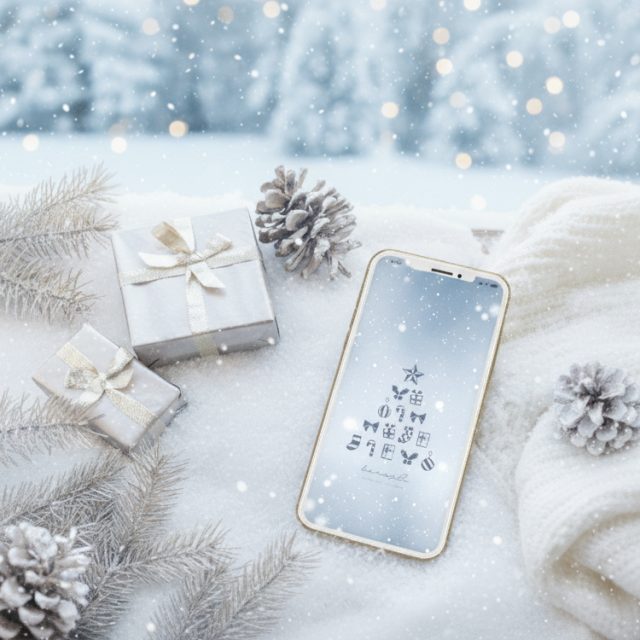 【白雪浄化と幸運オーナメントツリー】❄️🎄雪が舞い降るホワイトクリスマス✨希望と愛を結ぶスマホ待ち受け💫幸福を呼ぶ開運壁紙