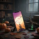 【満月のハロウィンナイト🎃🦇】魔法の夜空に願いを込めて✨幻想的な城と満月が導く、幸運のスマホ壁紙🌕