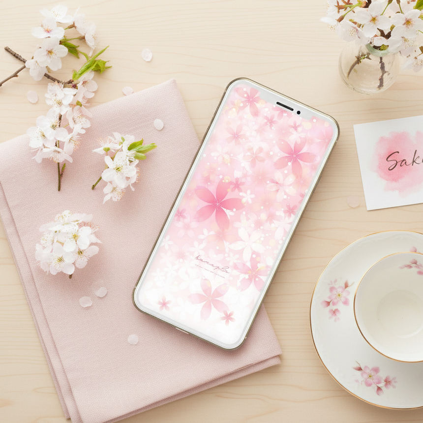 【満開さくら花盛りパステル空】🌸幸福の花が咲き誇る春の光✨愛と幸運を呼ぶピンクの開運待ち受け💖