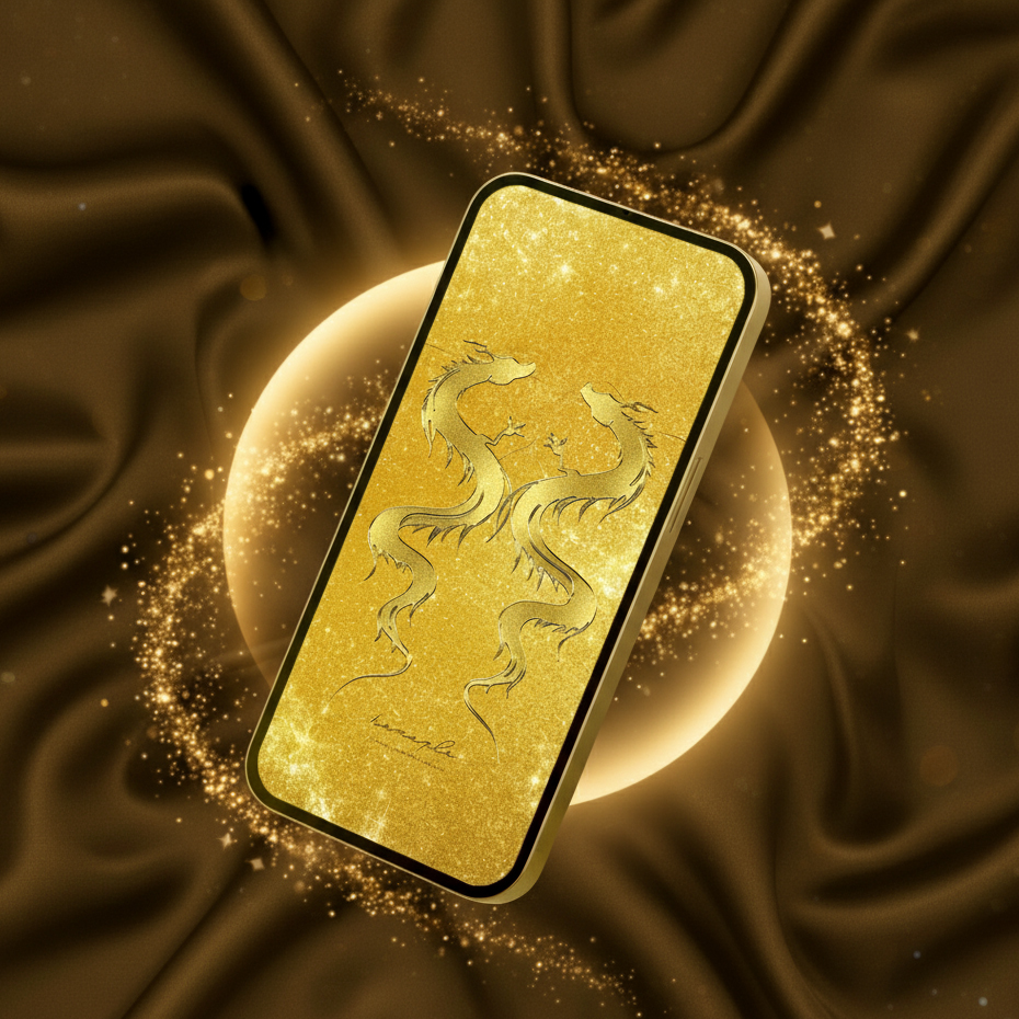 【最強調和金運三重奏!黄金双龍神】✨二柱の金龍が放つ黄金の輝き🐉金運・繁栄・幸福を同時に奏でる、神光きらめく最強開運待ち受け💎🌕