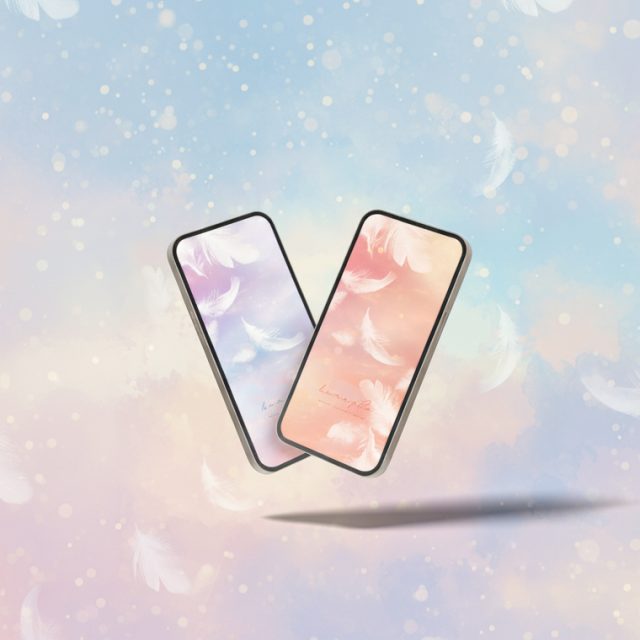 おしゃれな天使の白い羽根の待ち受け画像