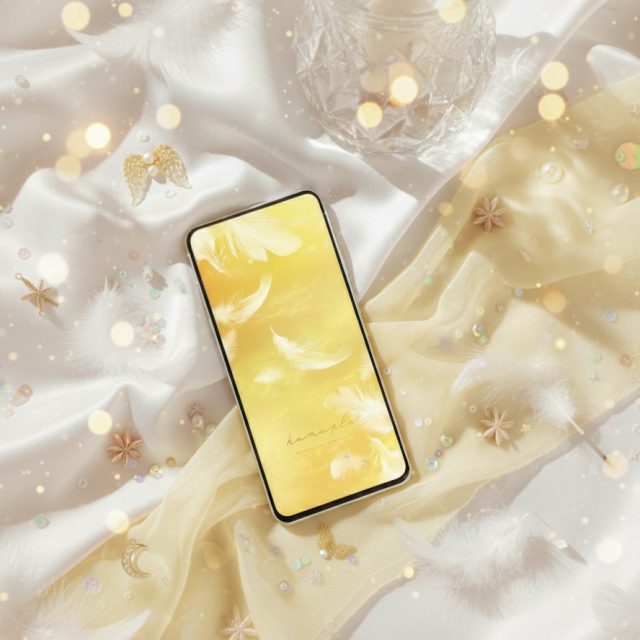 おしゃれな天使の白い羽根の待ち受け画像