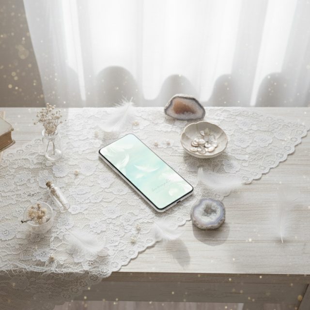 おしゃれな天使の白い羽根の待ち受け画像