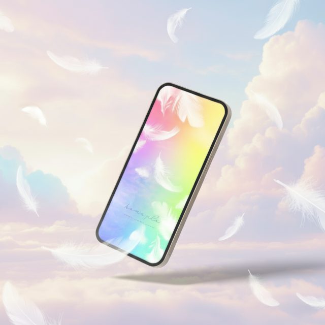 おしゃれな天使の白い羽根の待ち受け画像