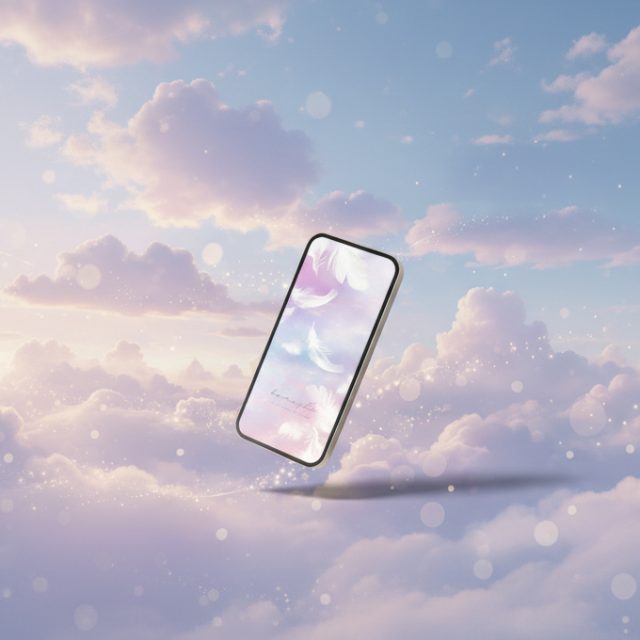 おしゃれな天使の白い羽根の待ち受け画像