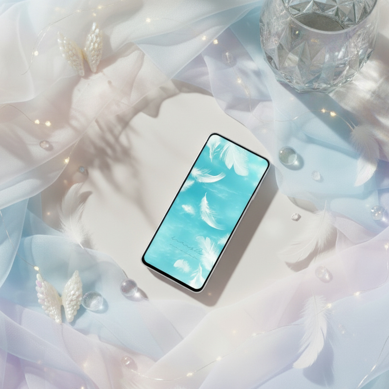 【天使の白い羽根ターコイズブルー】癒しと祈りを運ぶスマホ壁紙🪽大天使サンダルフォンの愛に包まれて✨