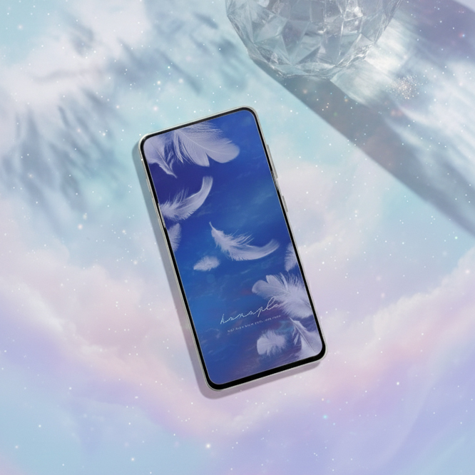 【天使の白い羽根インディゴブルー】大天使ミカエルの祝福🪽守護と浄化を届ける癒しのスマホ壁紙✨