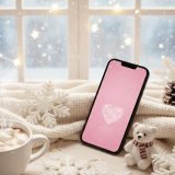 【パステルピンクラメの雪結晶ハート】❄️煌めく六花が集う幸福の待ち受け✨愛と癒しを運ぶスマホ壁紙💖
